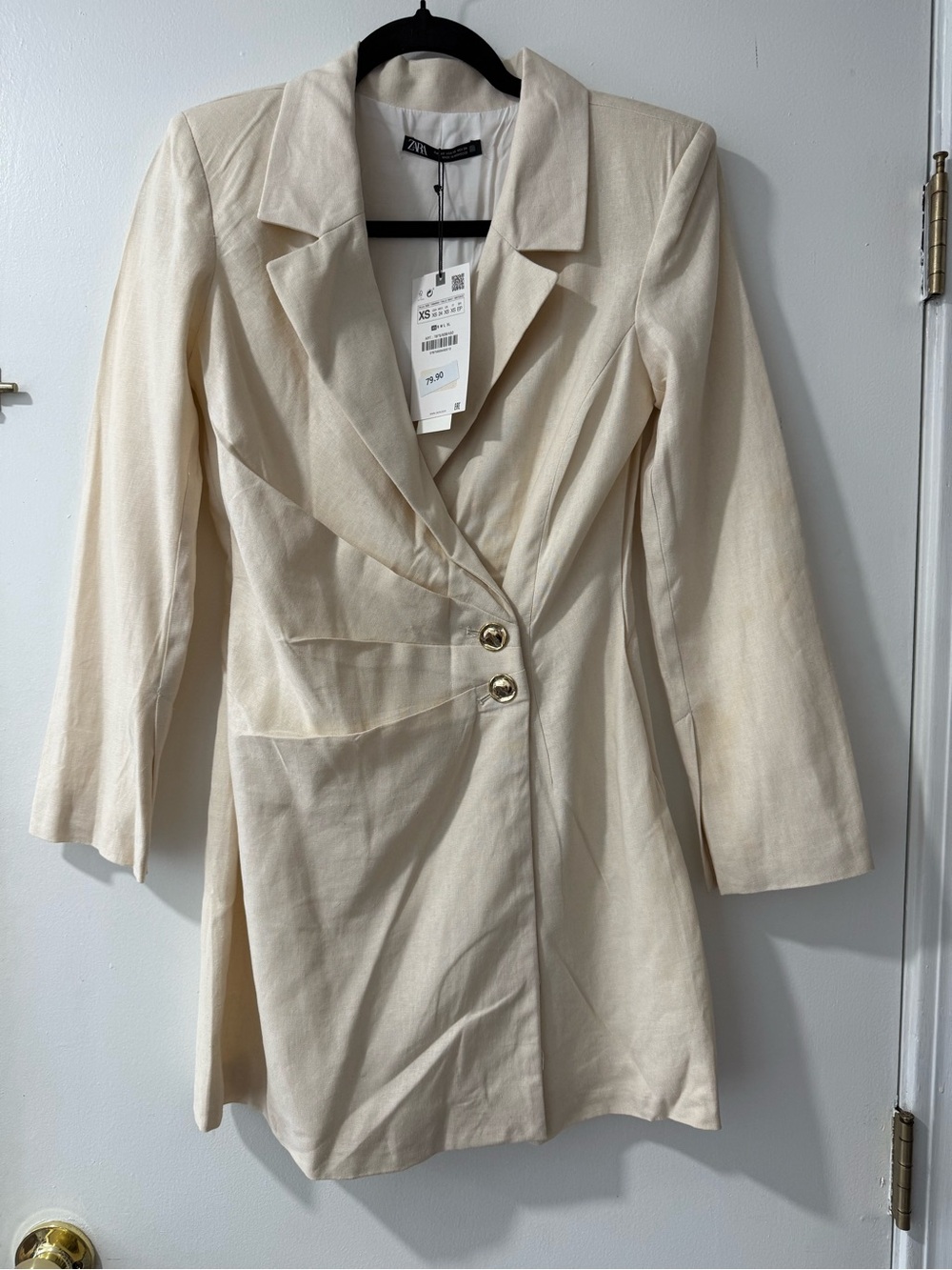 Zara Cream Tailored Long Blazer Jacket